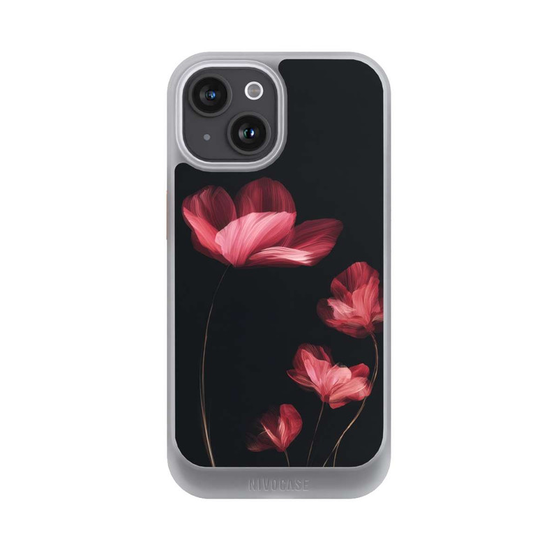 iPhone 15 NIVOcore Burgunder Blüten schwarz