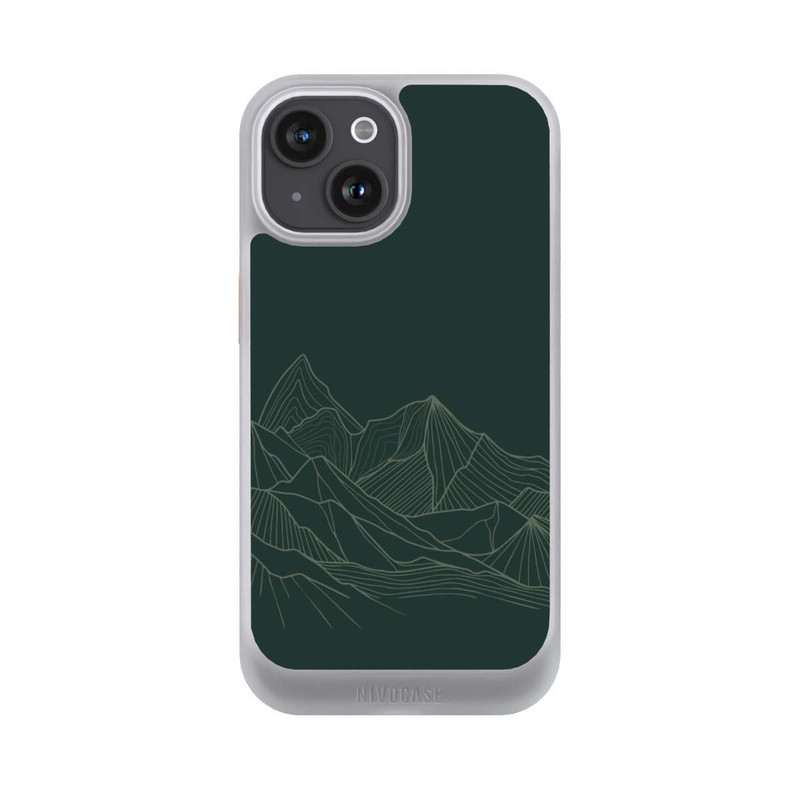 iPhone 15 NIVOcore Berg Line Art Grün