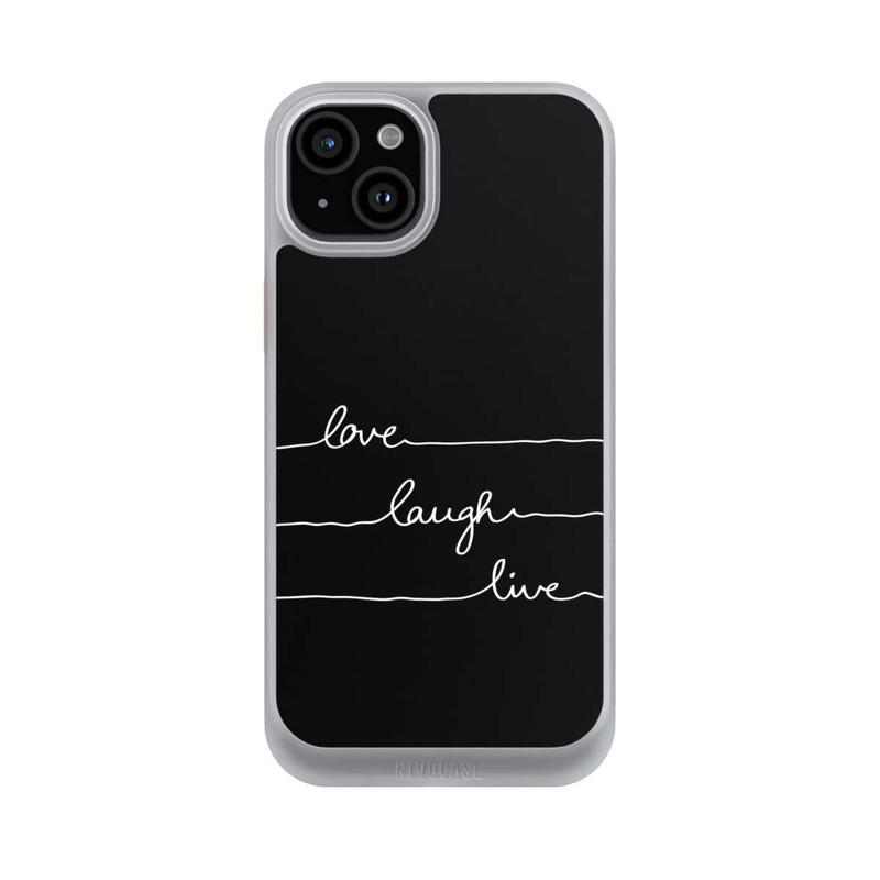 iPhone 15 Plus NIVOcore Love Laugh Live weiß/schwarz