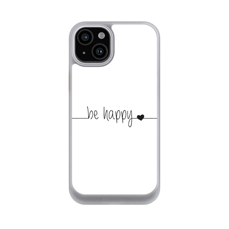 iPhone 15 Plus NIVOcore Be Happy Weisser Hintergrund