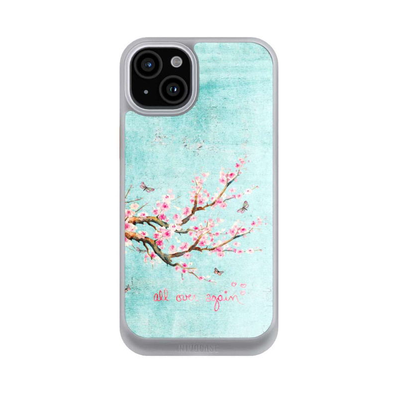 iPhone 15 Plus NIVOcore Kirschblütenbaummuster Blau