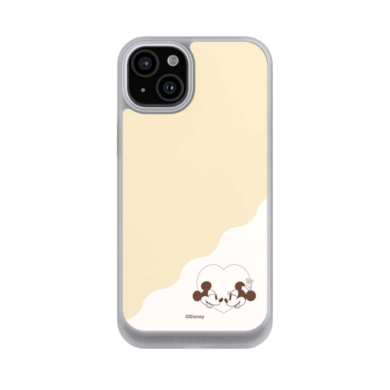 iPhone 15 Plus NIVOcore Mickey and Minnie Love Heart Beige