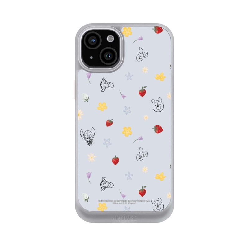 iPhone 15 Plus NIVOcore Winnie Puuh und Freunde Erdbeer Muster Blau