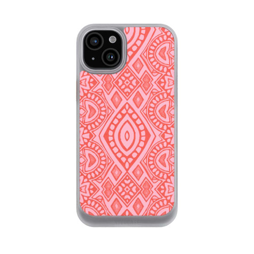Apple iPhone 15 Plus NIVOcore Boho Geometric Intricate Tribal Design in Shades of Pink