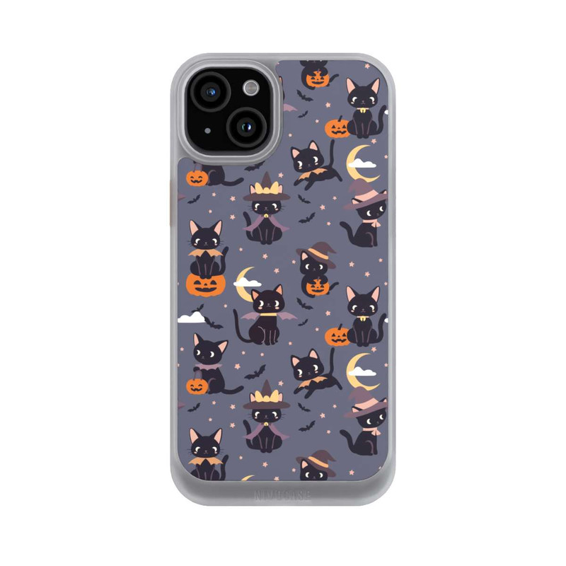 iPhone 15 Plus NIVOcore Cute Halloween Witch Cats and Pumpkins