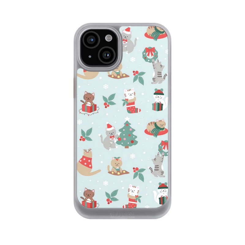 iPhone 15 Plus NIVOcore festliche Katzen im Winterwunderland
