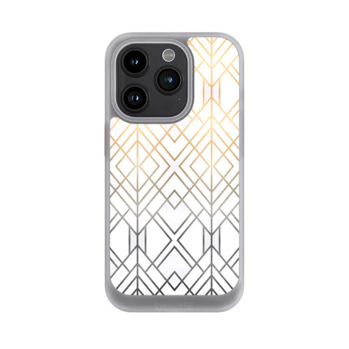 Apple iPhone 15 Pro NIVOcore Gold und Grauer Geo Golddruck
