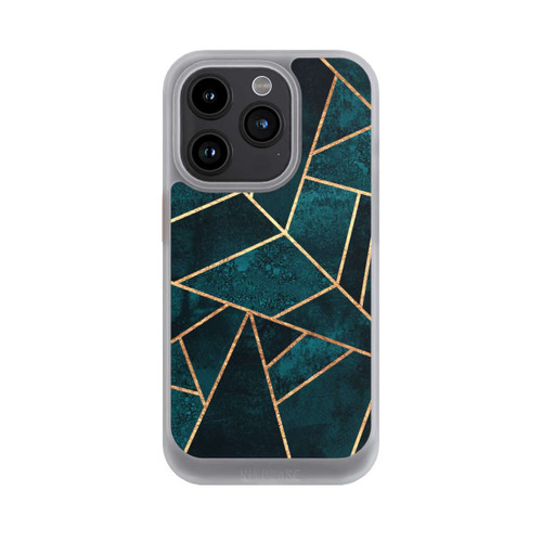 Apple iPhone 15 Pro NIVOcore Tief Blaugrün Stein Gold Druck