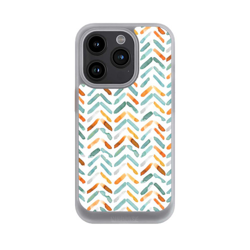 Apple iPhone 15 Pro NIVOcore Élégant Automne Chevron Bleu Orange
