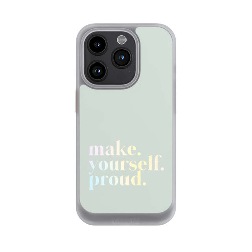 Apple iPhone 15 Pro NIVOcore Make Yourself Proud Zitat-Minze und Farbverlauf