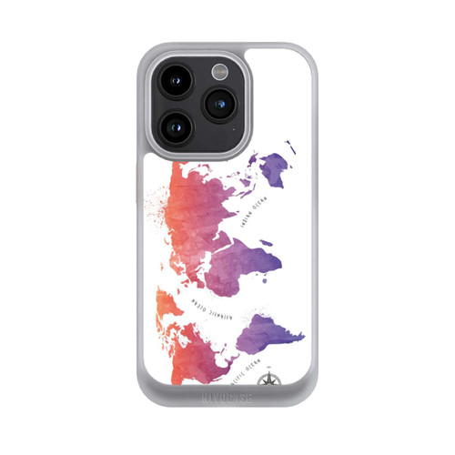 Apple iPhone 15 Pro NIVOcore Worldmap (Watercolor) white