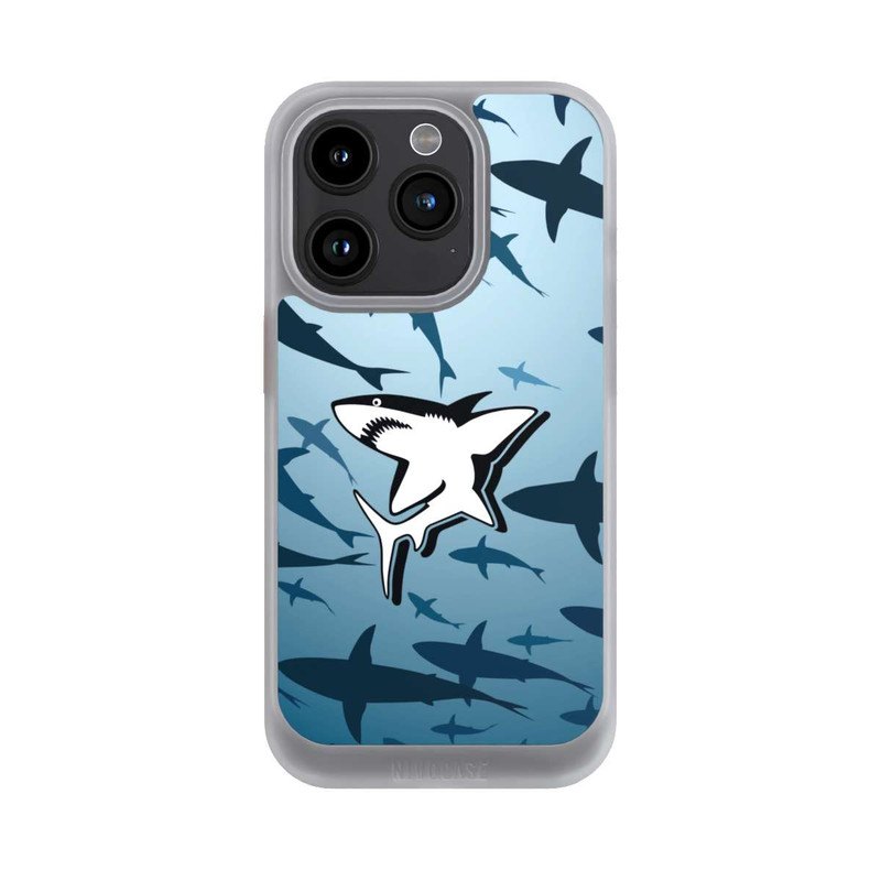 iPhone 15 Pro NIVOcore Haie Muster Blau