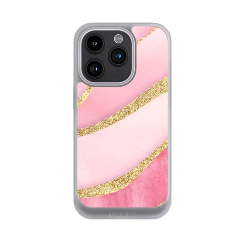 Apple iPhone 15 Pro NIVOcore Pink Marble Goldprint Stripes