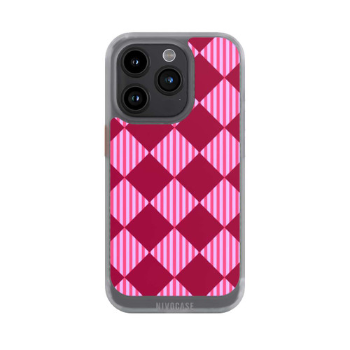 Apple iPhone 15 Pro NIVOcore Rauten Muster Rot Rosa