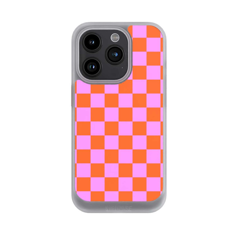 iPhone 15 Pro NIVOcore Schachbrett Orange Rosa