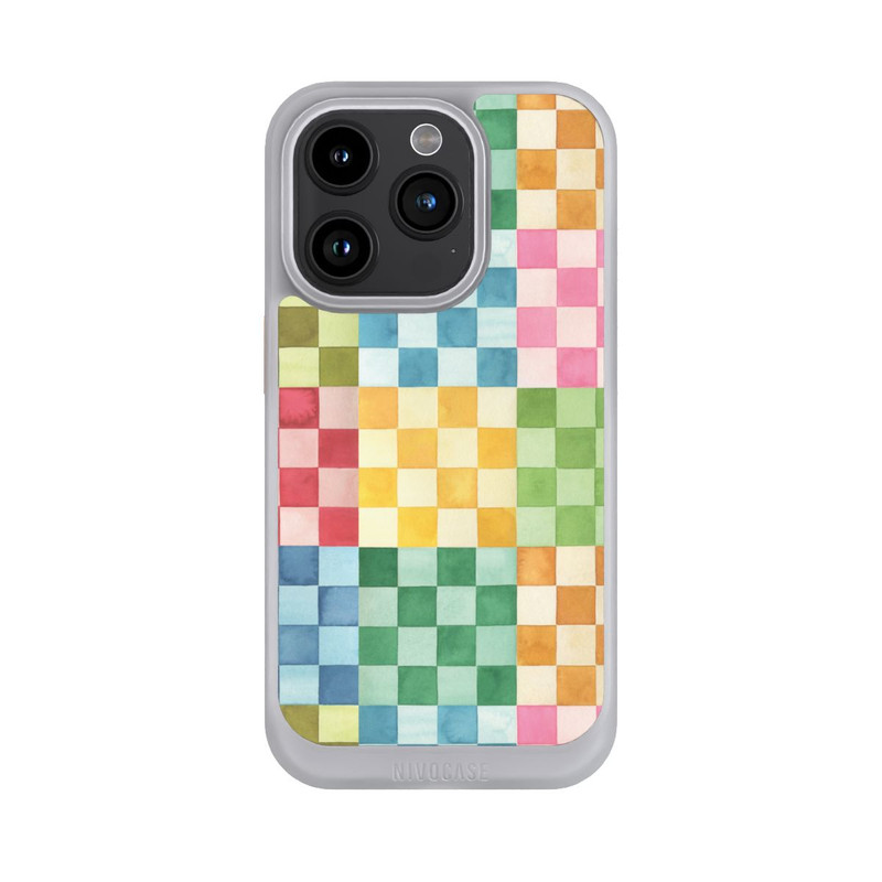 iPhone 15 Pro NIVOcore Checkerboard Watercolor Chess Geometric Red