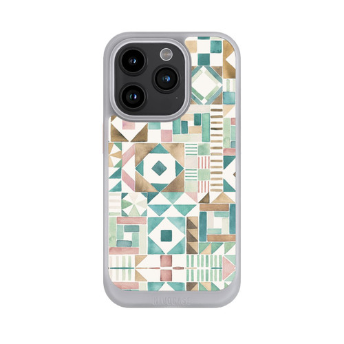 Apple iPhone 15 Pro NIVOcore Geometric Blocks Retro Vintage Patchwork Green