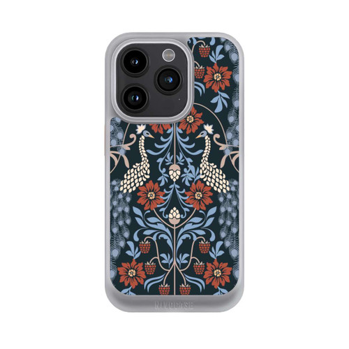 Apple iPhone 15 Pro NIVOcore Vintage Peacock Garden Arts and Crafts Floral Dark