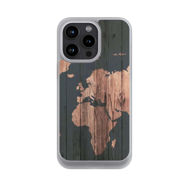 iPhone 15 Pro Max NIVOcore Wooden World Map