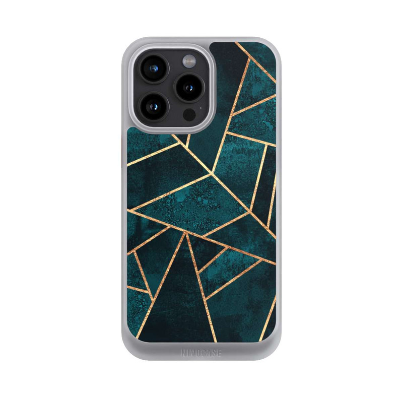 iPhone 15 Pro Max NIVOcore Tief Blaugrün Stein Gold Druck