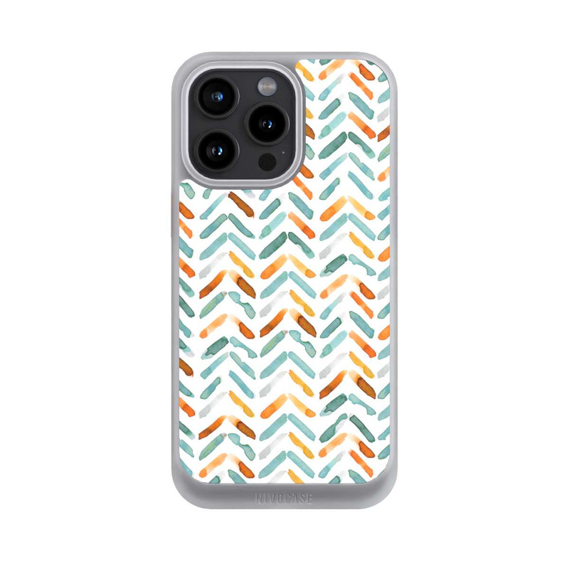 iPhone 15 Pro Max NIVOcore Élégant Automne Chevron Bleu Orange