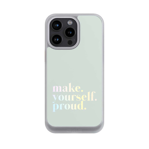 Apple iPhone 15 Pro Max NIVOcore Make Yourself Proud Zitat-Minze und Farbverlauf