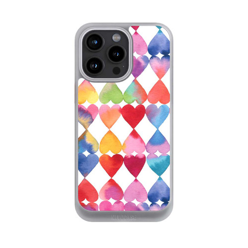 Apple iPhone 15 Pro Max NIVOcore Colorful Watercolor Hearts Pattern