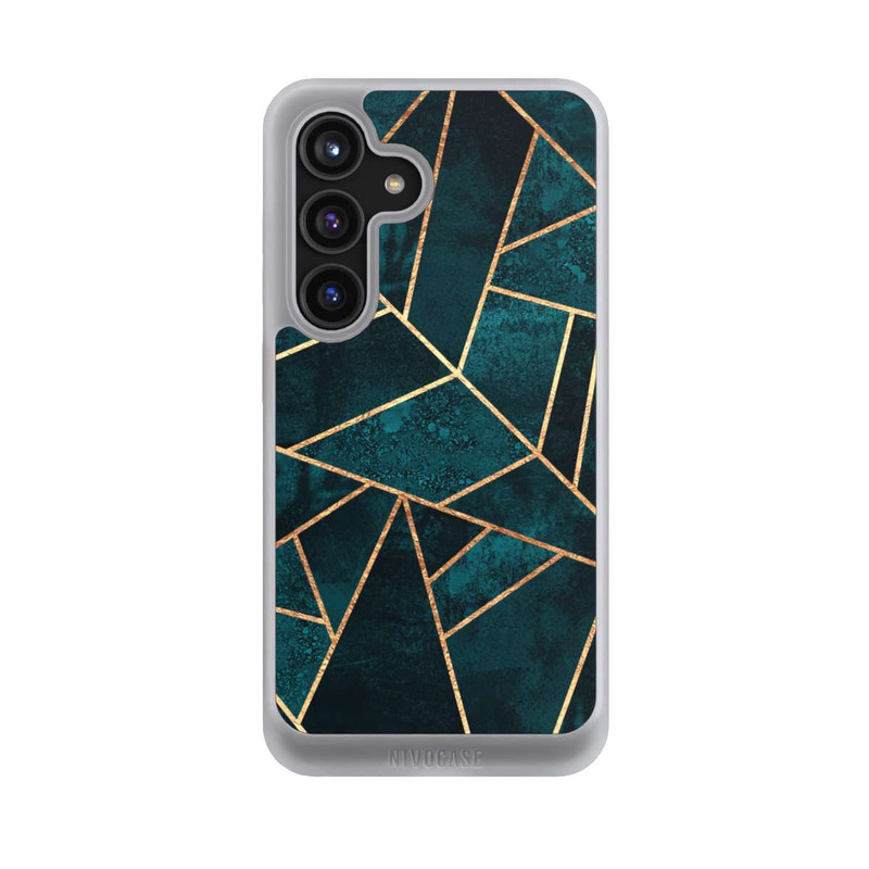 Galaxy S24 NIVOcore Tief Blaugrün Stein Gold Druck
