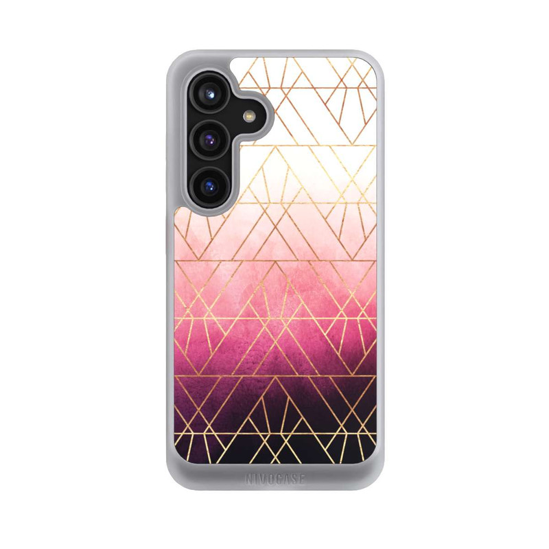 Galaxy S24 NIVOcore Pink Ombre Dreiecke Golddruck