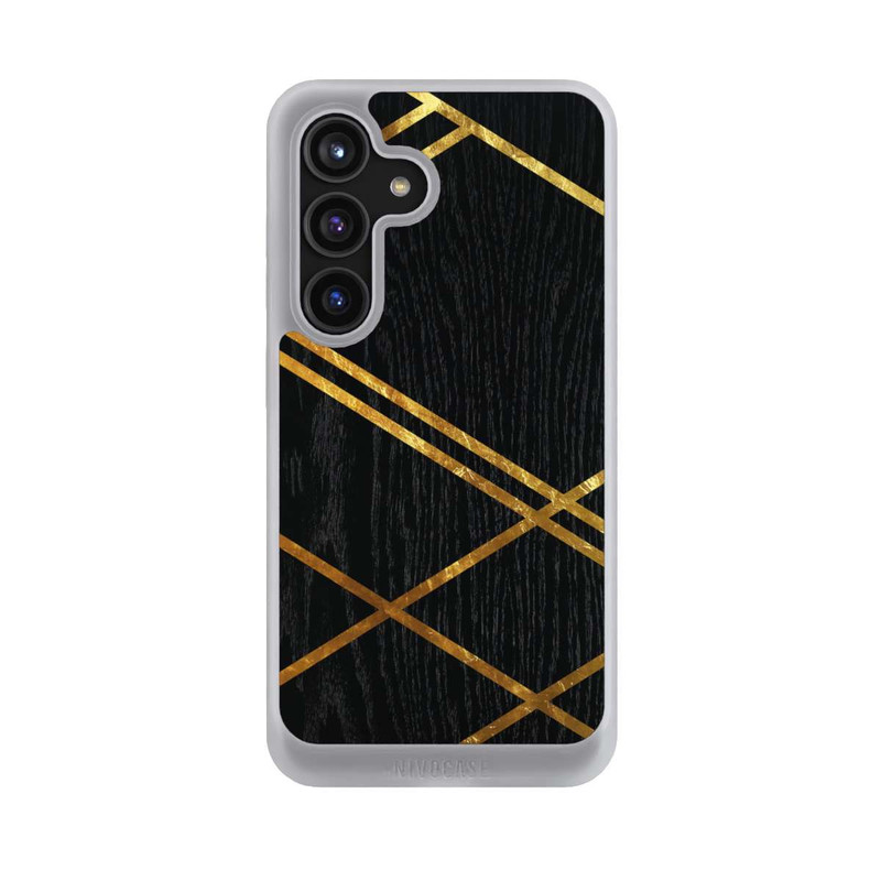 Galaxy S24 NIVOcore Schwarzes geometrisches Muster Goldene Streifen