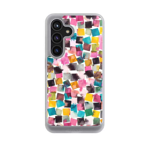 Samsung Galaxy S24 NIVOcore Aquarell geometrische Plaids rosa