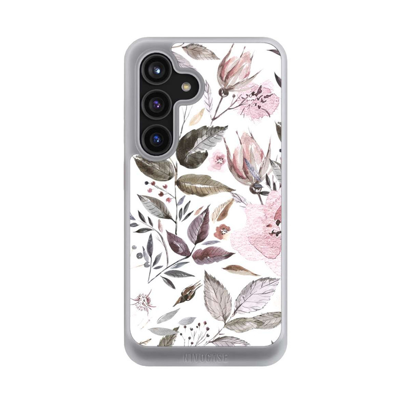 Galaxy S24 NIVOcore Aquarelle Fleurs Roses Brunes