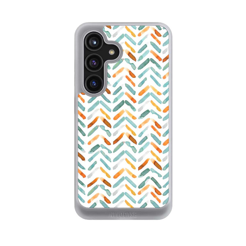 Galaxy S24 NIVOcore Elegantes Herbstchevron Blau Orange