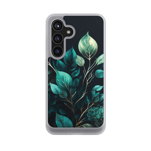Samsung Galaxy S24 NIVOcore Grüne Eukalyptus Blätter mit dunklem Hintergrund mit KI