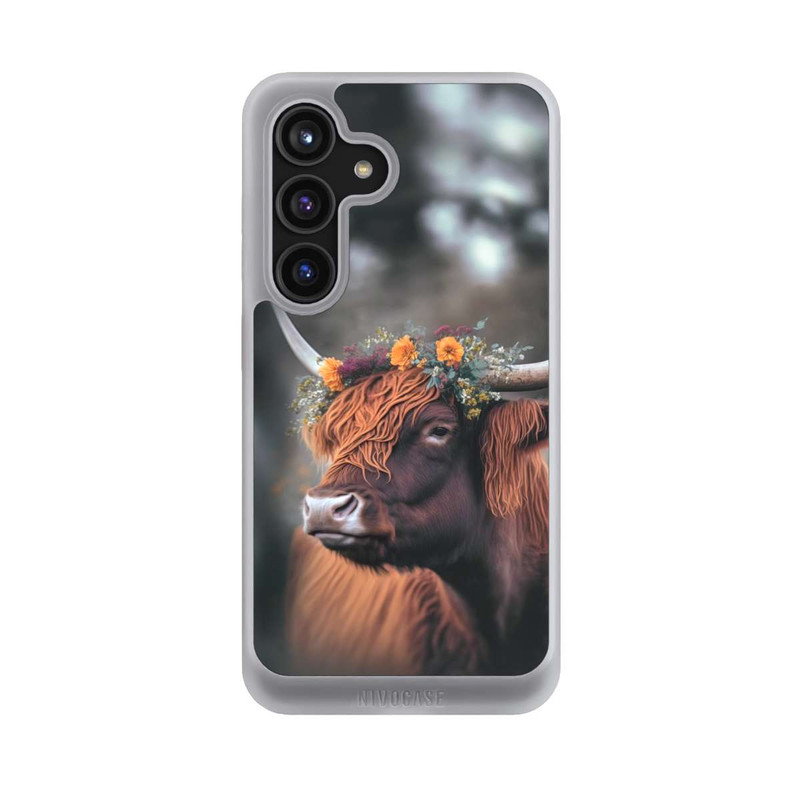 Galaxy S24 NIVOcore Hochland Rind mit Blumen mit KI