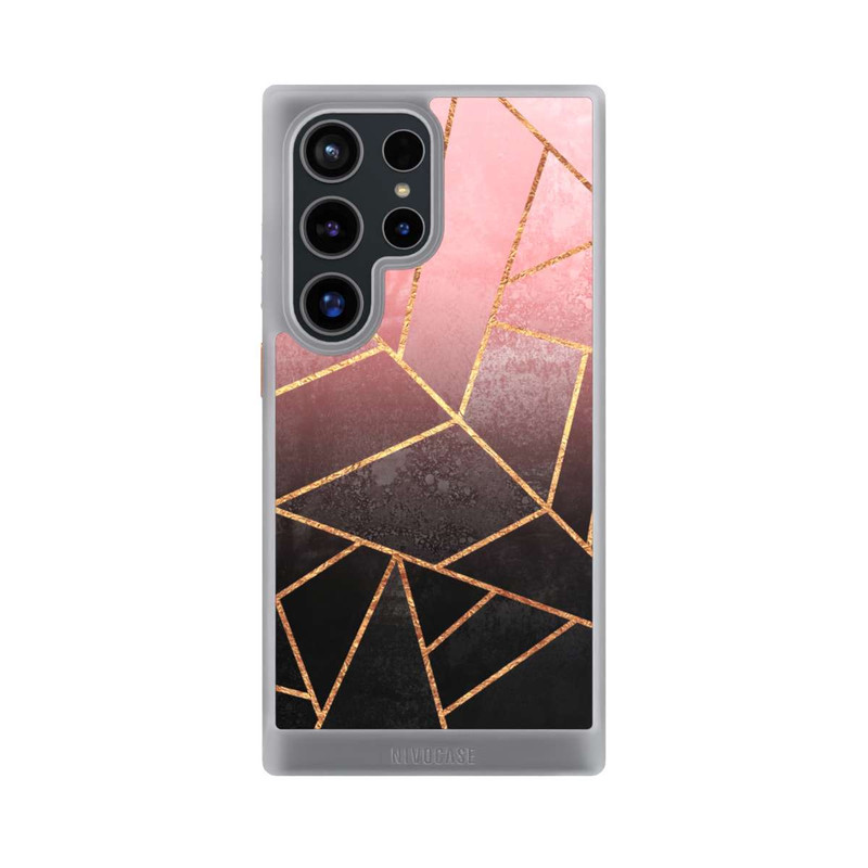 Galaxy S24 Ultra NIVOcore Pinker und Schwarzer Stein Gold Druck