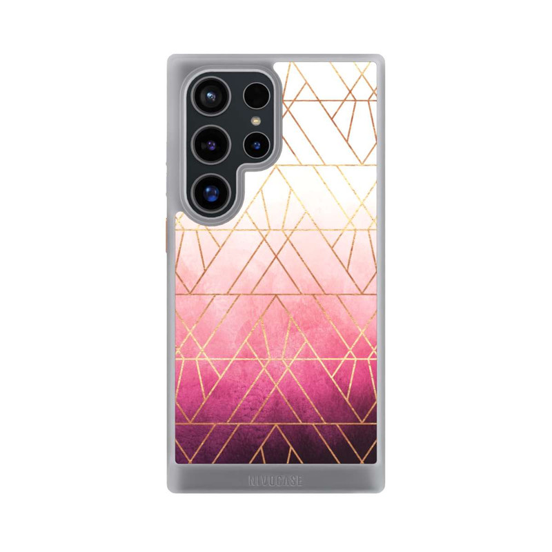 Galaxy S24 Ultra NIVOcore Triangles ombrés roses imprimé doré