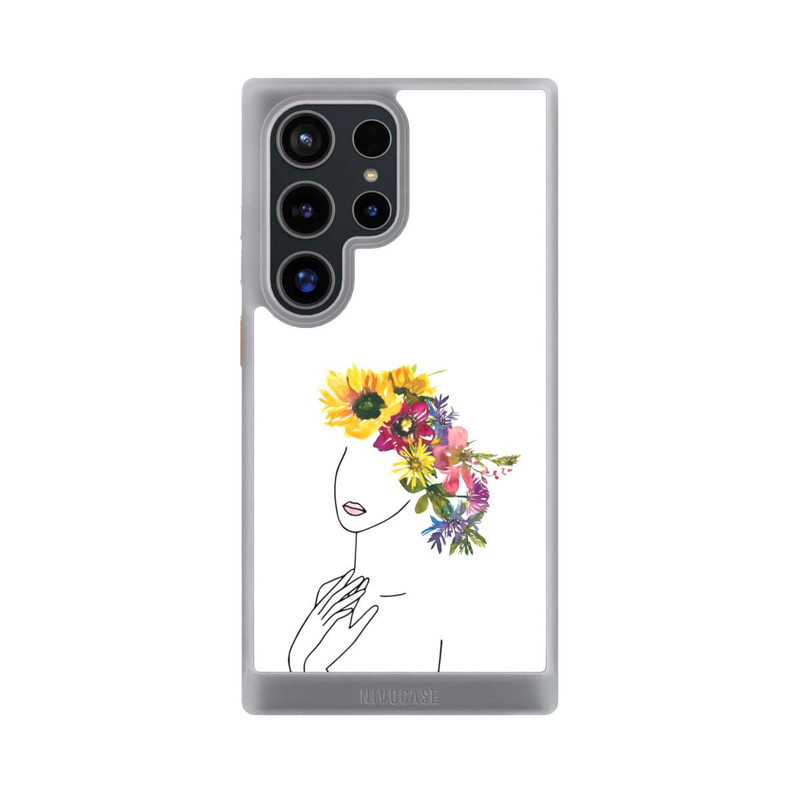 Galaxy S24 Ultra NIVOcore Line Art femme et couronne de fleurs