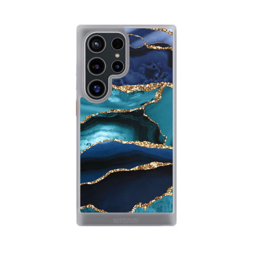 Samsung Galaxy S24 Ultra NIVOcore Dark and Light Blue Marble Gold Glitter Look