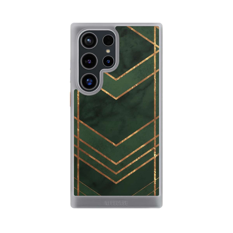 Galaxy S24 Ultra NIVOcore Dark Green Pattern Golden Stripes