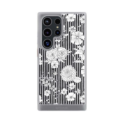 Samsung Galaxy S24 Ultra NIVOcore Blumen und Streifen Schwarz und Weiß