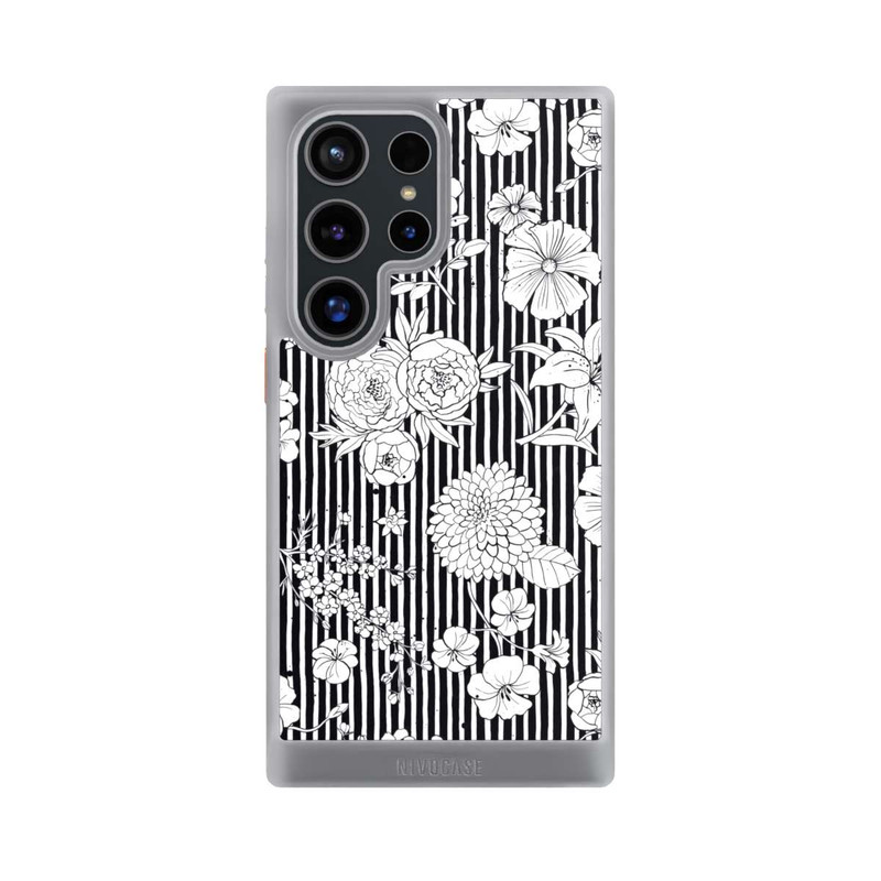 Galaxy S24 Ultra NIVOcore Blumen und Streifen Schwarz und Weiß