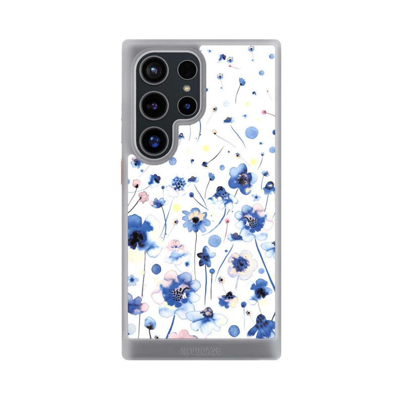 Galaxy S24 Ultra NIVOcore Aquarelltinte blaue Blumen
