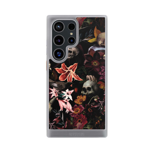 Samsung Galaxy S24 Ultra NIVOcore Totenköpfe und Blumen auf dunklem Hintergrund