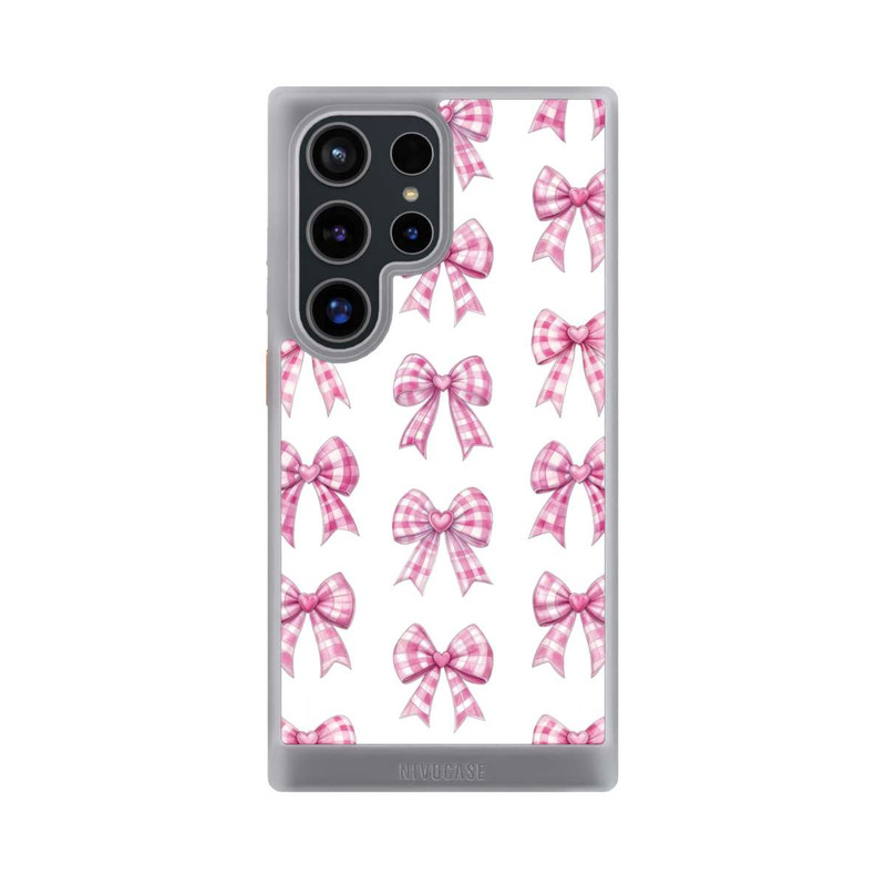 Galaxy S24 Ultra NIVOcore Pink Gingham Hearts and Bows