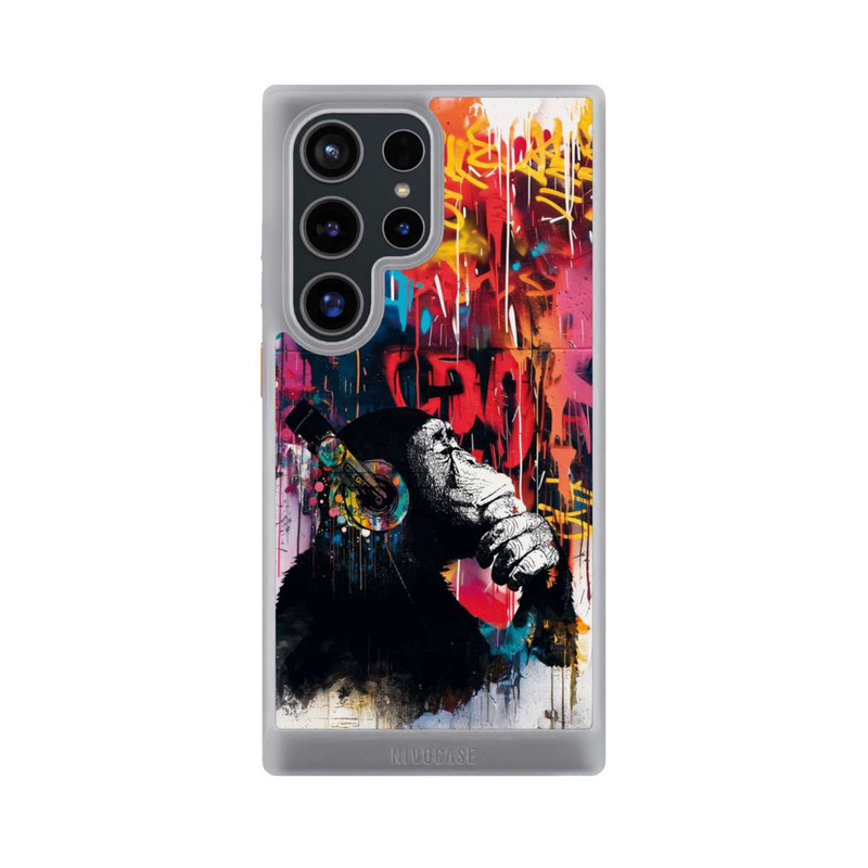 Galaxy S24 Ultra NIVOcore Affe Stereo Kopfhörer Graffiti Street Art Blau