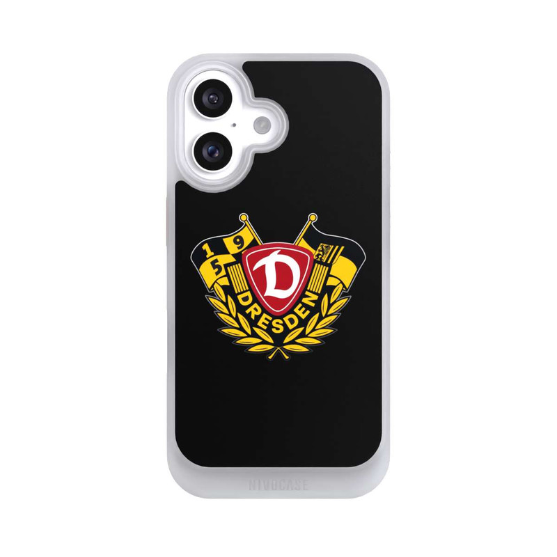 iPhone 16 NIVOcore Dynamo Wappen mit Fahnen