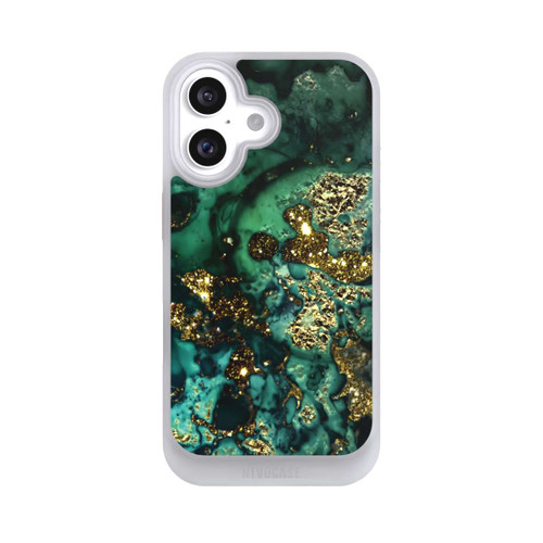 Apple iPhone 16 NIVOcore Cyan Glitzer Marmorlook
