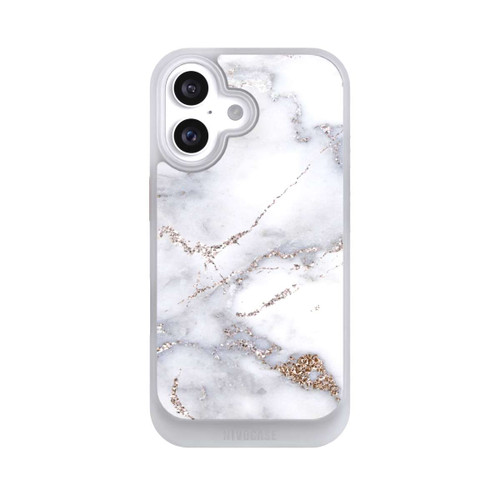 Apple iPhone 16 NIVOcore Silberglitzer Marmorlook