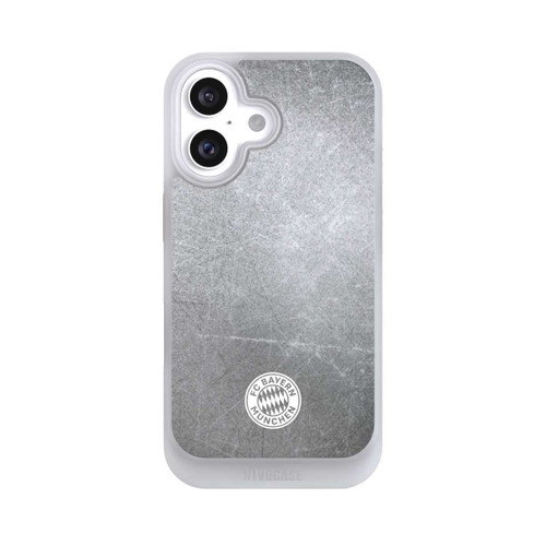 Apple iPhone 16 NIVOcore Logo FCB Classique Petit - Blanc sur Fond Métallique